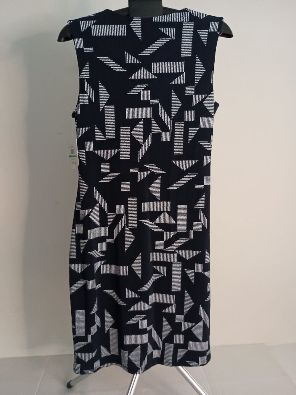 Ellen Tracy Navy White Sleeveless Spliced V-Neck Dress NWT Large - Picture 15 of 16